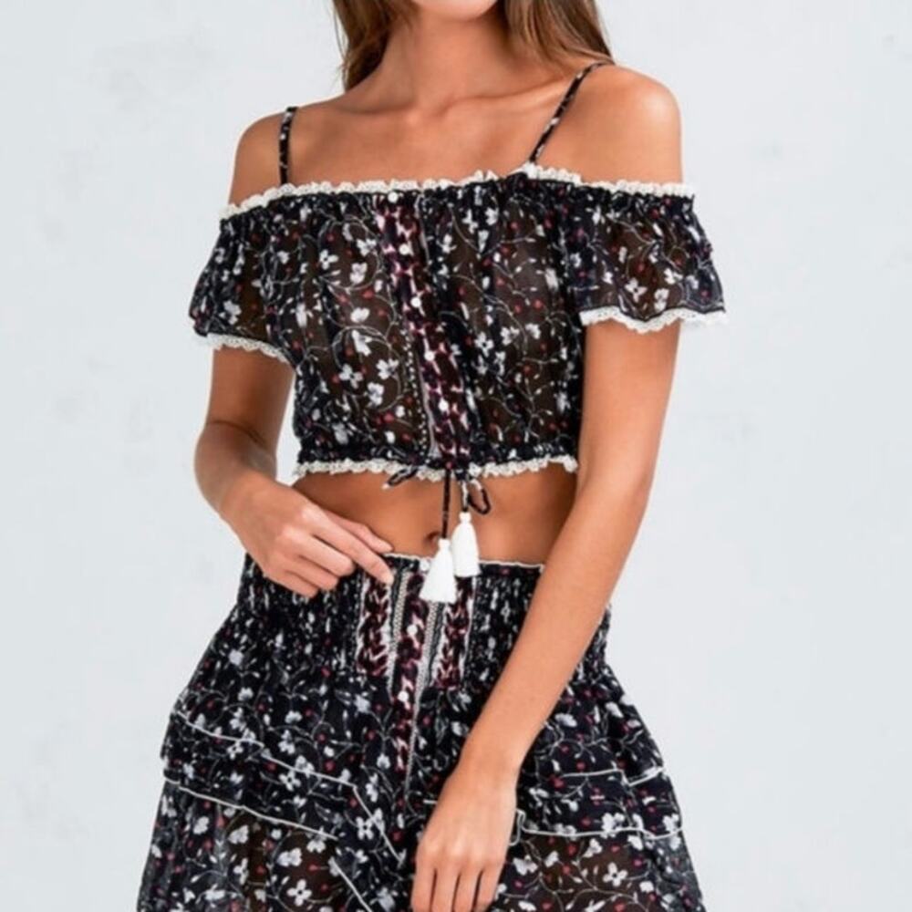 Poupette St Barth mini honey top coquette Cottagecore milkmaid ditsy floral S